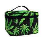 Watercolor Marijuana Leaf Pattern Print Travel Makeup Bag