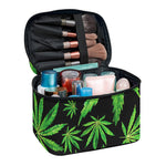 Watercolor Marijuana Leaf Pattern Print Travel Makeup Bag