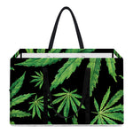Watercolor Marijuana Leaf Pattern Print Utility Tote Bag