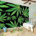 Watercolor Marijuana Leaf Pattern Print Wall Sticker