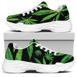 Watercolor Marijuana Leaf Pattern Print White Chunky Shoes