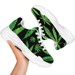 Watercolor Marijuana Leaf Pattern Print White Chunky Shoes