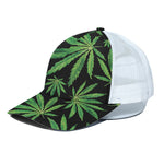 Watercolor Marijuana Leaf Pattern Print White Mesh Trucker Cap