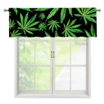 Watercolor Marijuana Leaf Pattern Print Window Valance
