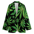 Watercolor Marijuana Leaf Pattern Print Women's Blazer