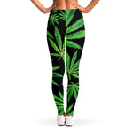 Watercolor Marijuana Leaf Pattern Print Women's Leggings
