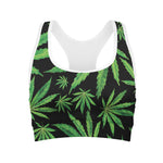 Watercolor Marijuana Leaf Pattern Print Women's Sports Bra