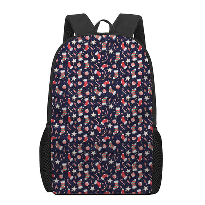 Watercolor Merry Christmas Pattern Print 17 Inch Backpack