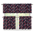 Watercolor Merry Christmas Pattern Print 3 Piece Kitchen Curtains