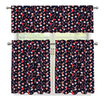 Watercolor Merry Christmas Pattern Print 3 Piece Kitchen Curtains