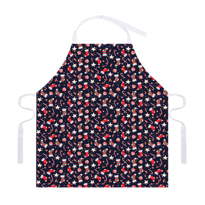 Watercolor Merry Christmas Pattern Print Adjustable Apron