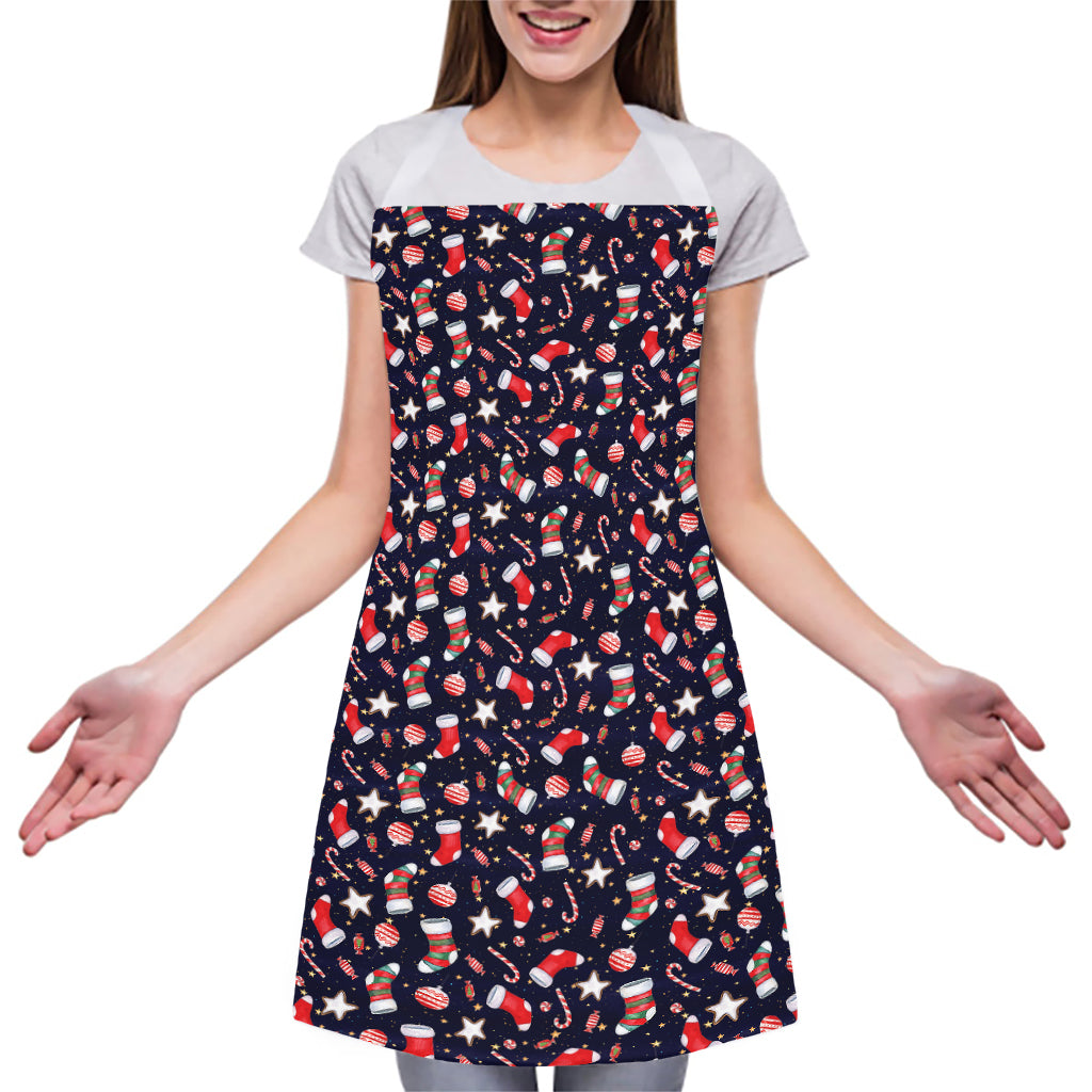 Watercolor Merry Christmas Pattern Print Adjustable Apron