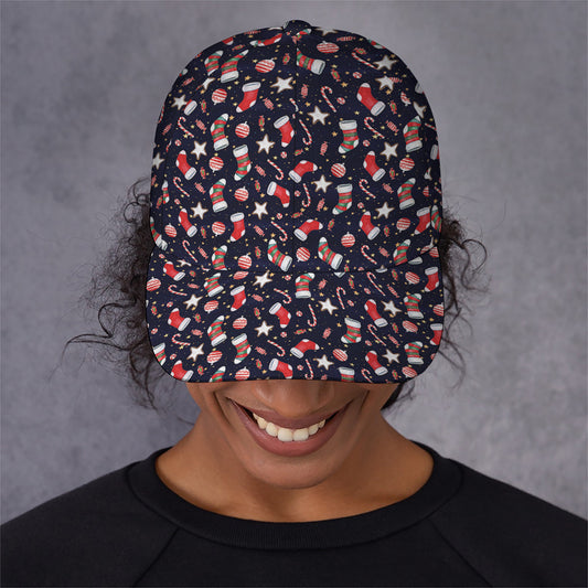Watercolor Merry Christmas Pattern Print Baseball Cap