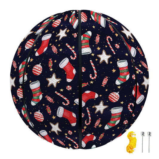 Watercolor Merry Christmas Pattern Print Basketball