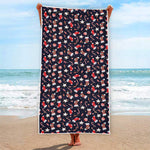 Watercolor Merry Christmas Pattern Print Beach Towel