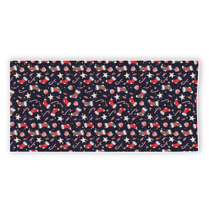 Watercolor Merry Christmas Pattern Print Beach Towel
