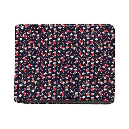 Watercolor Merry Christmas Pattern Print Bifold Wallet