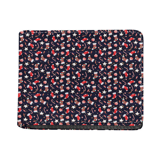 Watercolor Merry Christmas Pattern Print Bifold Wallet