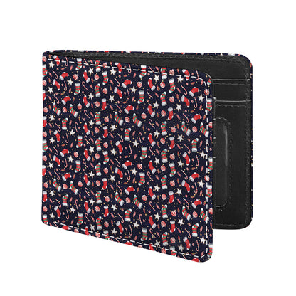 Watercolor Merry Christmas Pattern Print Bifold Wallet