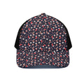 Watercolor Merry Christmas Pattern Print Black Mesh Trucker Hat