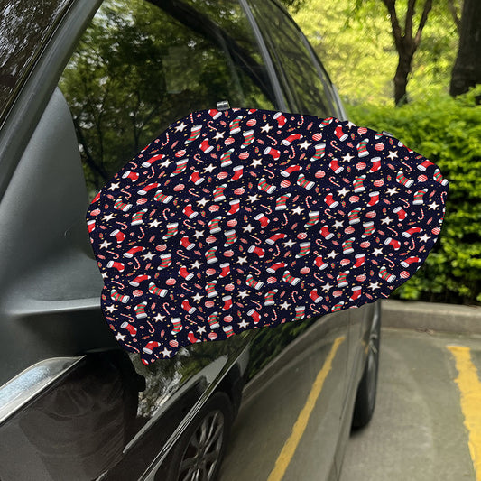Watercolor Merry Christmas Pattern Print Car Side Mirror Covers