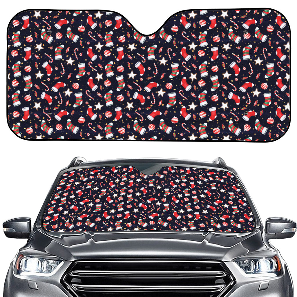 Watercolor Merry Christmas Pattern Print Car Windshield Sun Shade