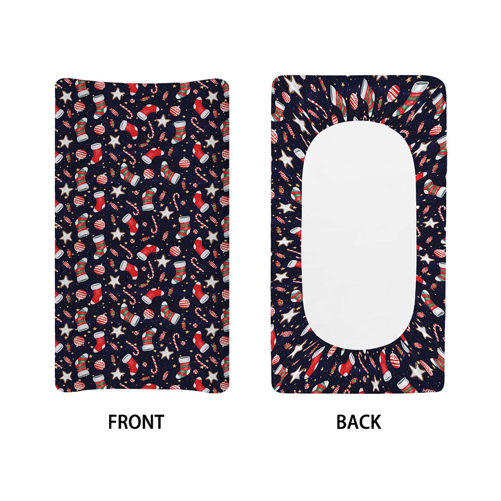 Watercolor Merry Christmas Pattern Print Changing Pad Cover