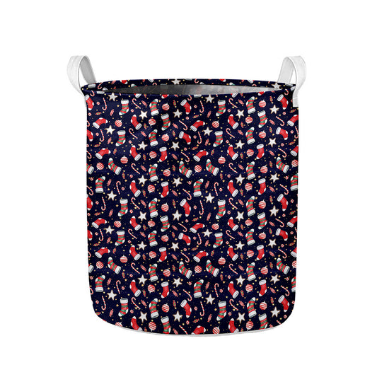 Watercolor Merry Christmas Pattern Print Collapsible Laundry Basket