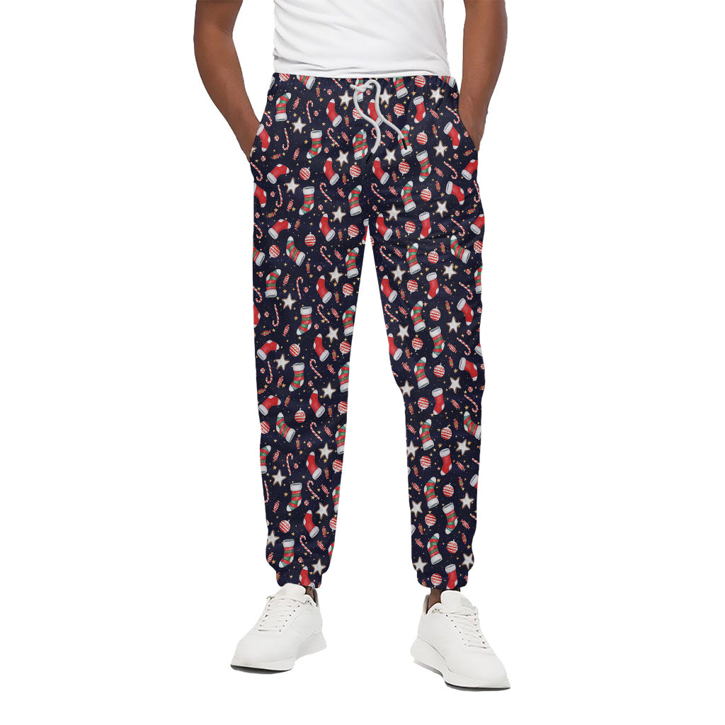 Watercolor Merry Christmas Pattern Print Cotton Pants