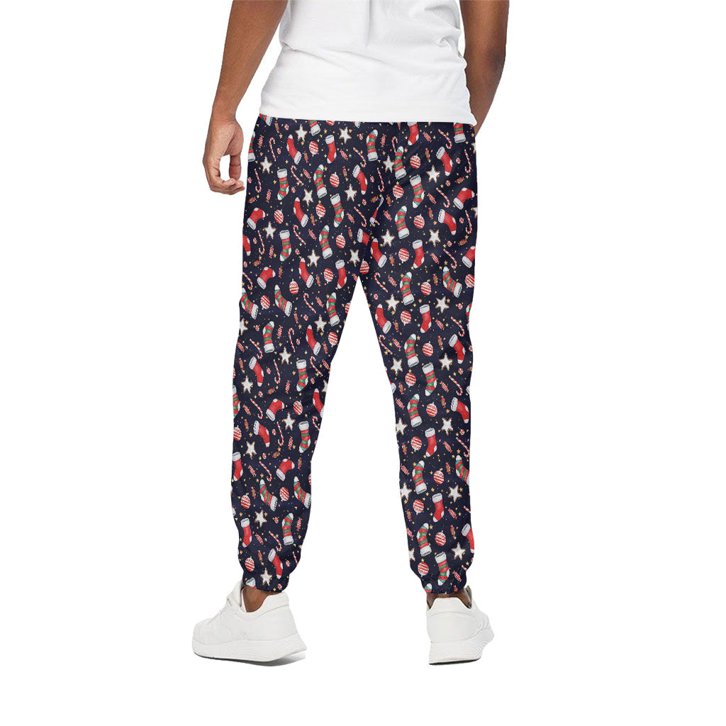 Watercolor Merry Christmas Pattern Print Cotton Pants