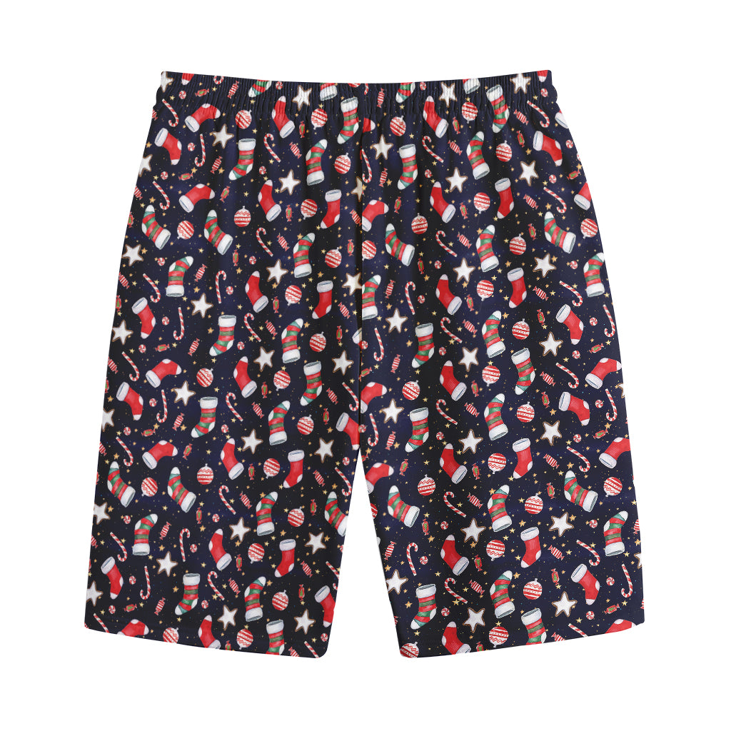 Watercolor Merry Christmas Pattern Print Cotton Shorts
