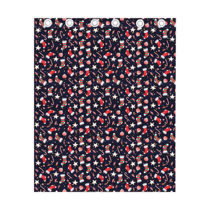 Watercolor Merry Christmas Pattern Print Curtain