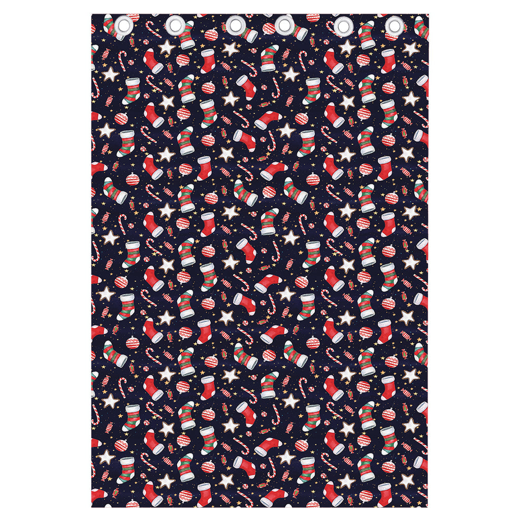 Watercolor Merry Christmas Pattern Print Curtain