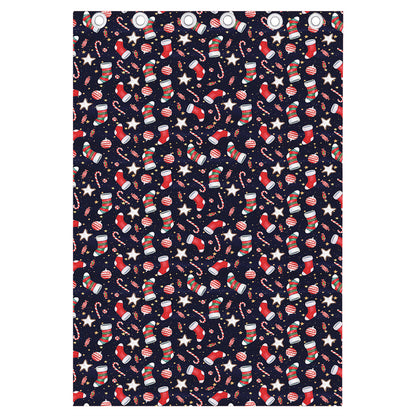 Watercolor Merry Christmas Pattern Print Curtain