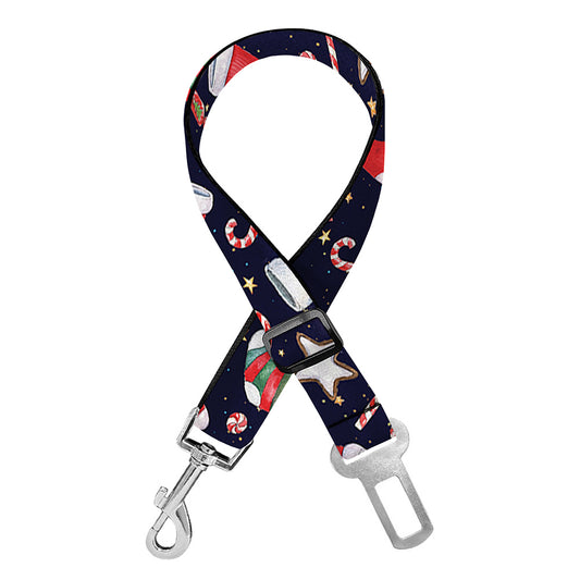 Watercolor Merry Christmas Pattern Print Dog Seat Belt