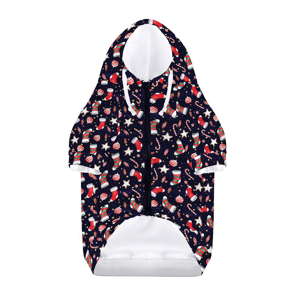 Watercolor Merry Christmas Pattern Print Dog Zip Up Hoodie