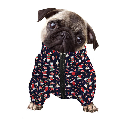 Watercolor Merry Christmas Pattern Print Dog Zip Up Jacket
