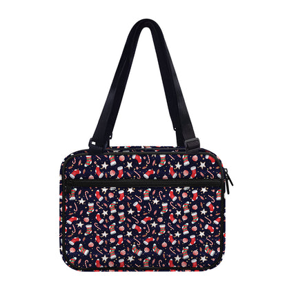 Watercolor Merry Christmas Pattern Print Double Strap Bible Bag