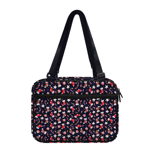 Watercolor Merry Christmas Pattern Print Double Strap Bible Bag