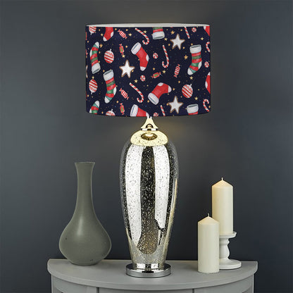 Watercolor Merry Christmas Pattern Print Drum Lamp Shade