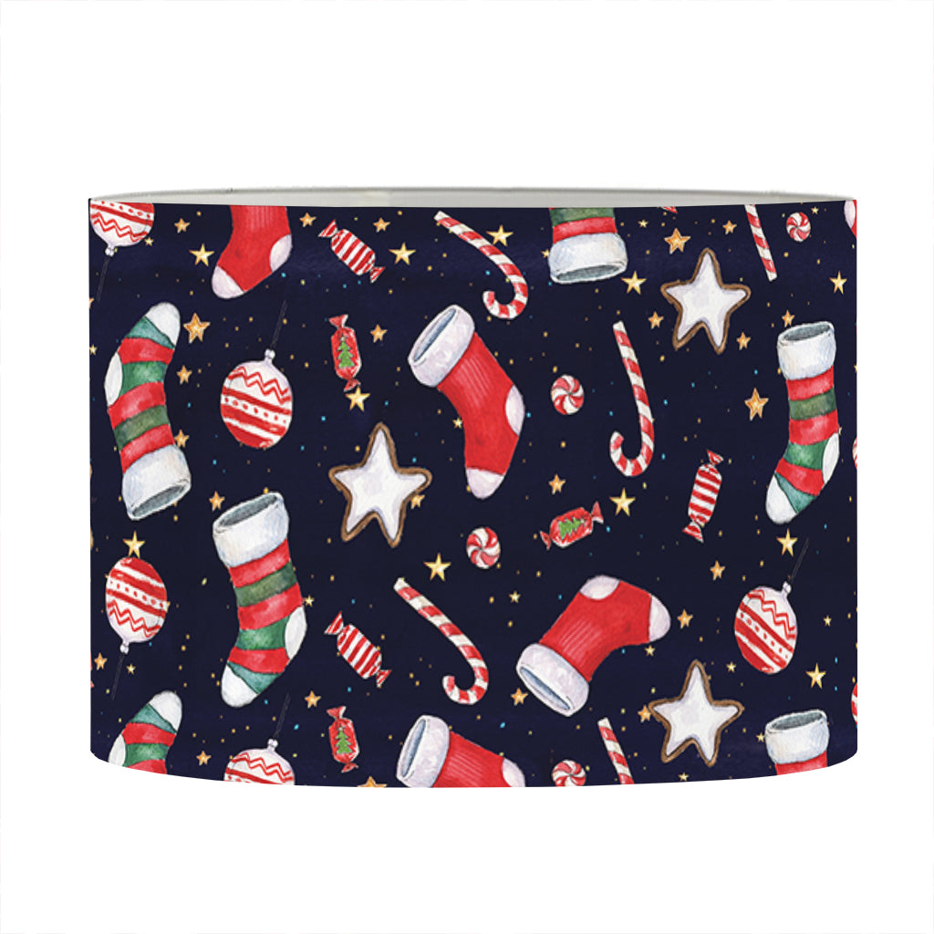 Watercolor Merry Christmas Pattern Print Drum Lamp Shade