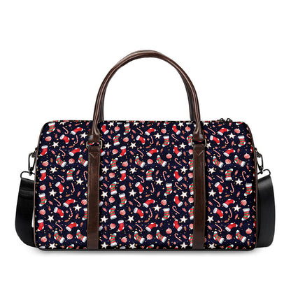 Watercolor Merry Christmas Pattern Print Duffle Bag