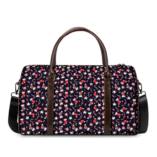 Watercolor Merry Christmas Pattern Print Duffle Bag