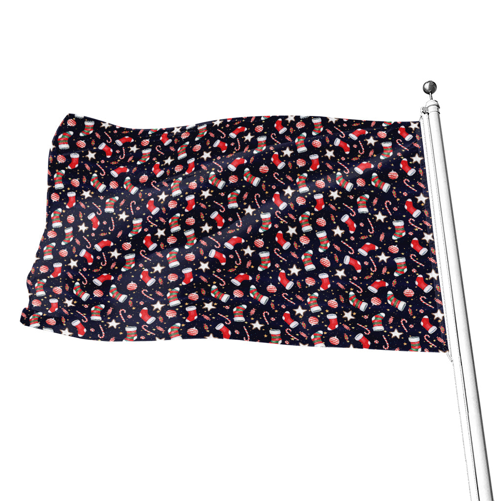 Watercolor Merry Christmas Pattern Print Flag
