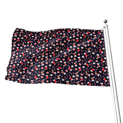 Watercolor Merry Christmas Pattern Print Flag