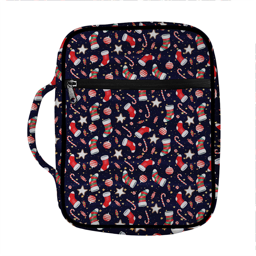 Watercolor Merry Christmas Pattern Print Front Pocket Bible Bag