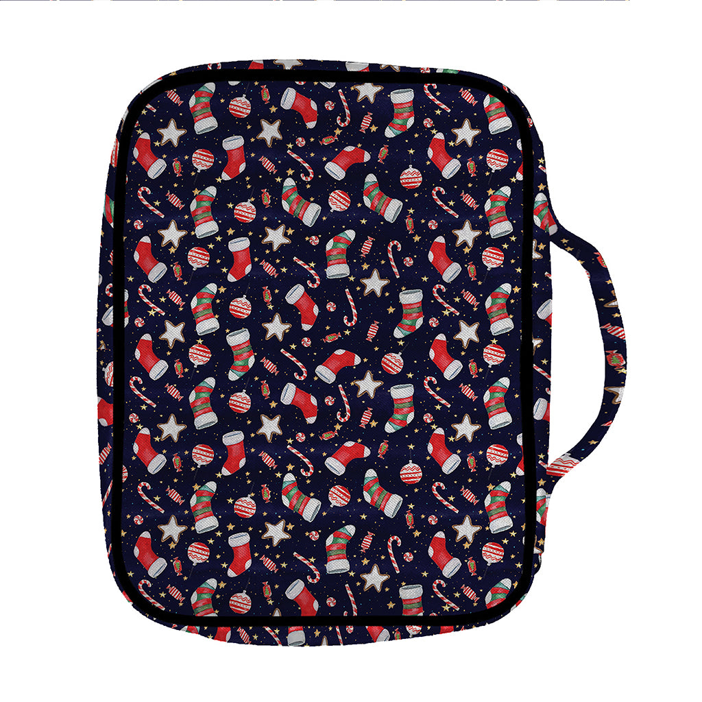 Watercolor Merry Christmas Pattern Print Front Pocket Bible Bag