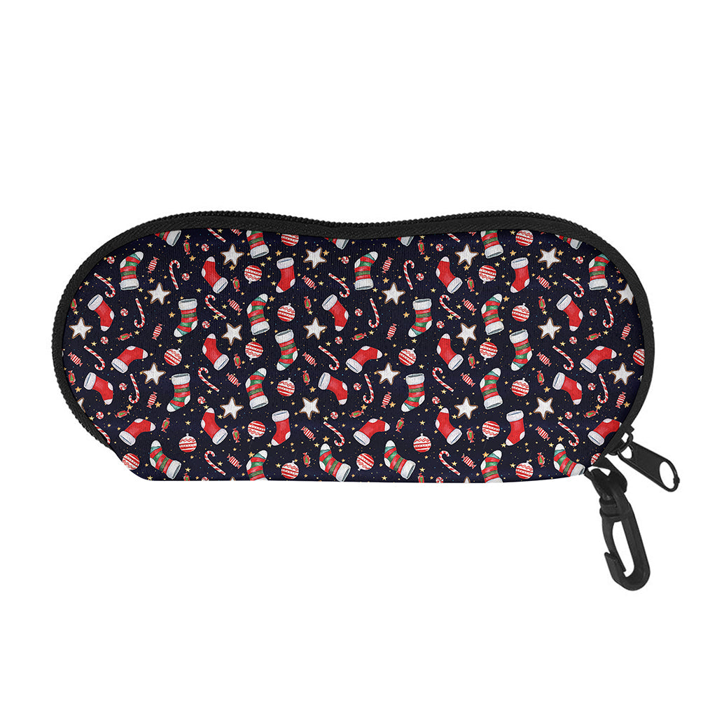 Watercolor Merry Christmas Pattern Print Glasses Case