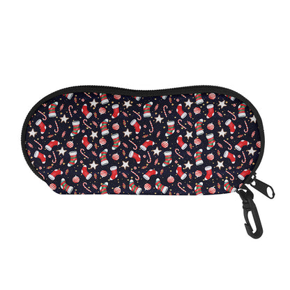 Watercolor Merry Christmas Pattern Print Glasses Case