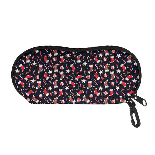 Watercolor Merry Christmas Pattern Print Glasses Case